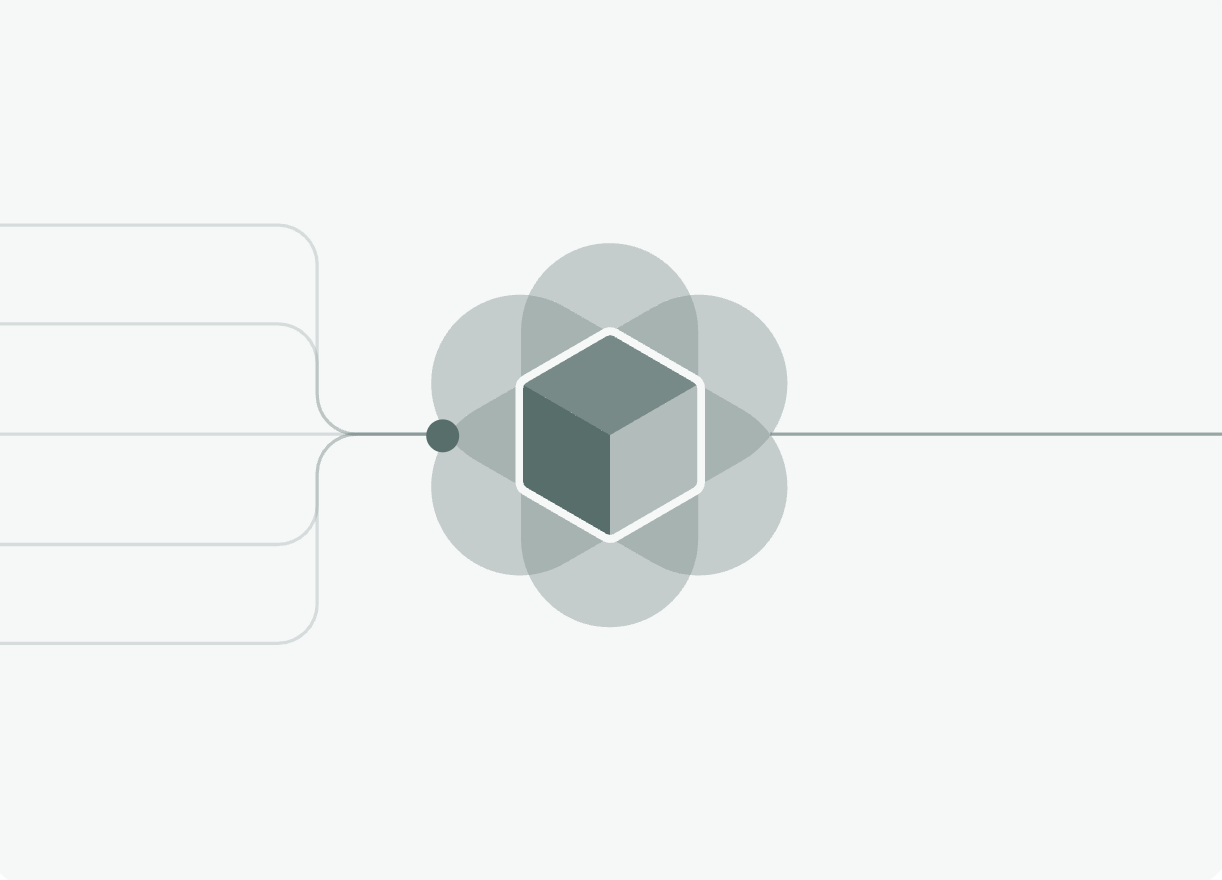Illustration: several separate paths converge into a single point, then pass through a layered VITALS profile emblem and continue onward.